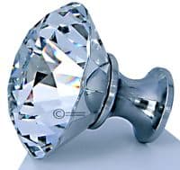 OVO® TEZ® Dali 30mm Clear Diamond Cut Crystal Knob Handle - Silver Glazed